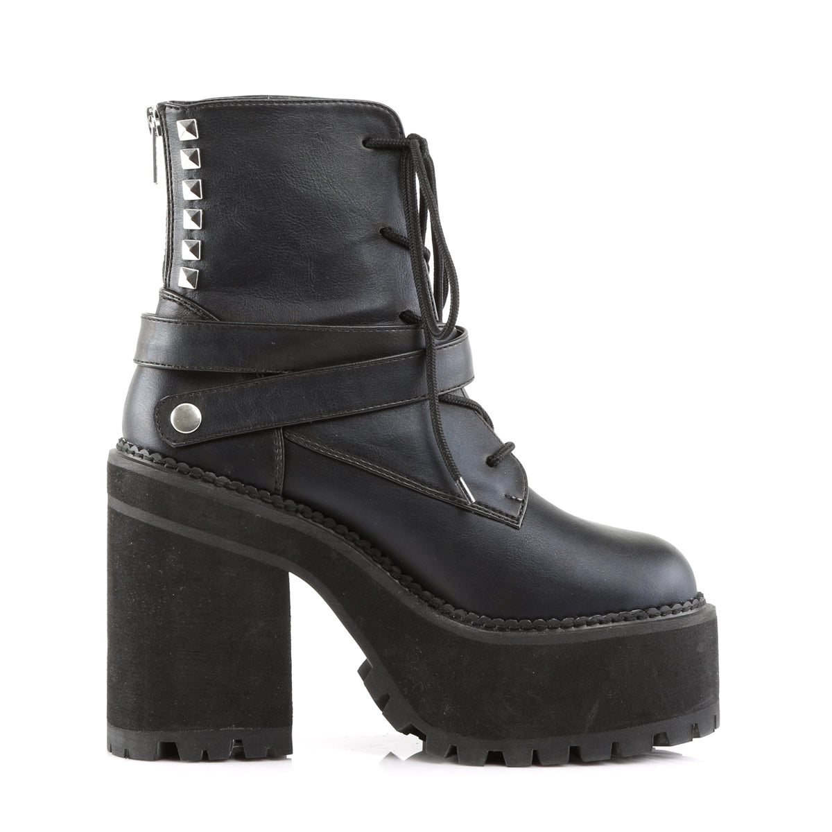 DemoniaCult Damenknöchelstiefel ASSAULT-101 BLK Vegan Leder