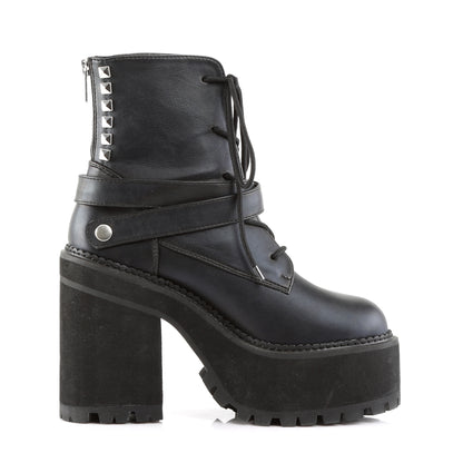 DemoniaCult Damenknöchelstiefel ASSAULT-101 BLK Vegan Leder