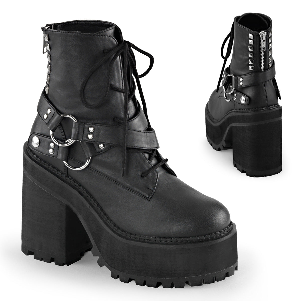 DemoniaCult Damenknöchelstiefel ASSAULT-101 BLK Vegan Leder