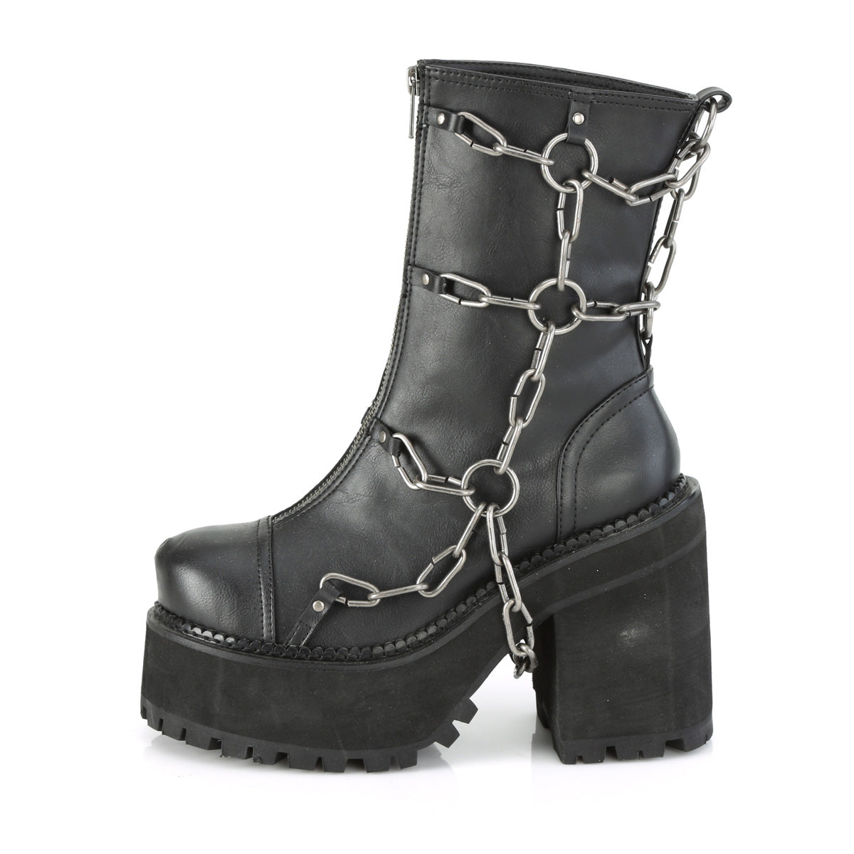 DemoniaCult Damenknöchelstiefel ASSAULT-66 BLK Vegan Leder