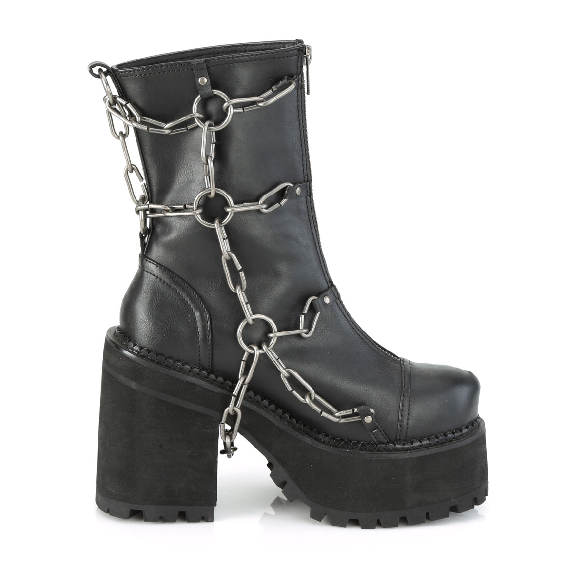 DemoniaCult Damenknöchelstiefel ASSAULT-66 BLK Vegan Leder