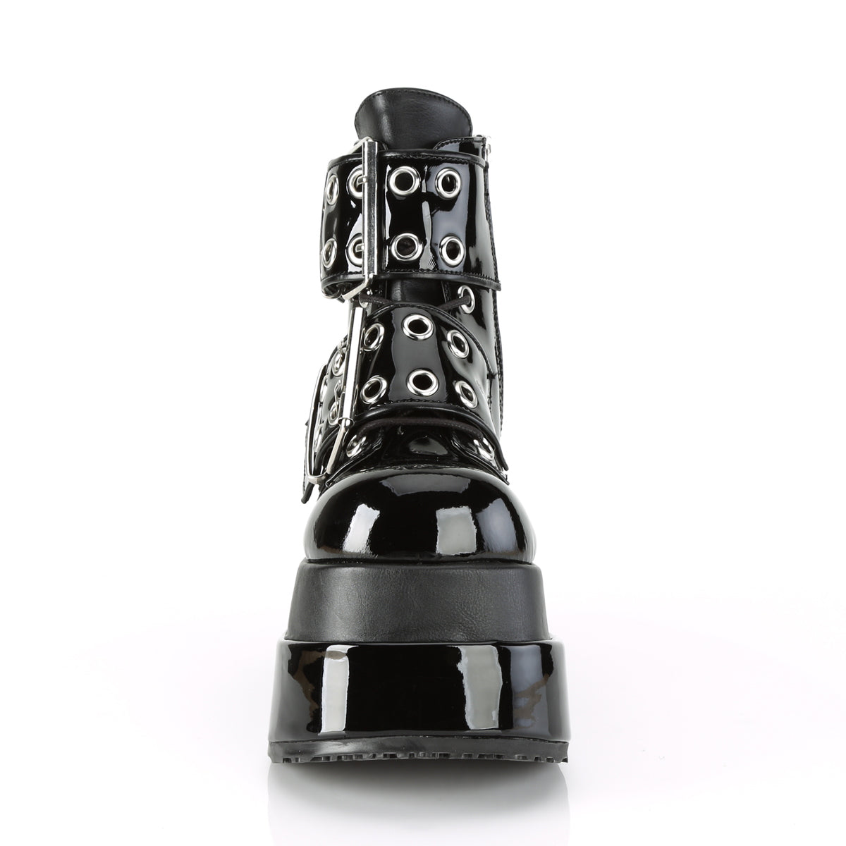 DemoniaCult Damenknöchelstiefel BEAR-104 BLK Pat-Vegan Leder