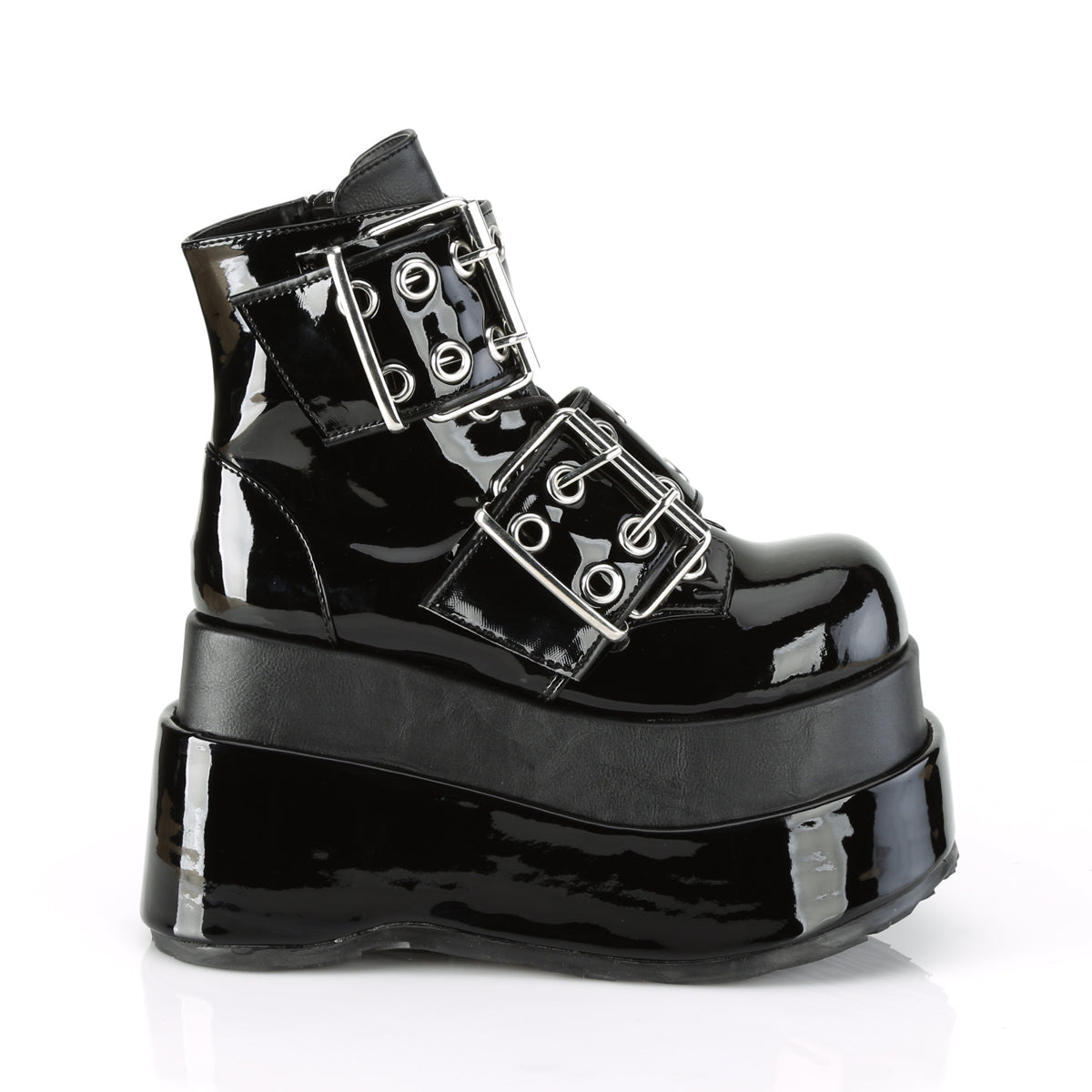 DemoniaCult Damenknöchelstiefel BEAR-104 BLK Pat-Vegan Leder