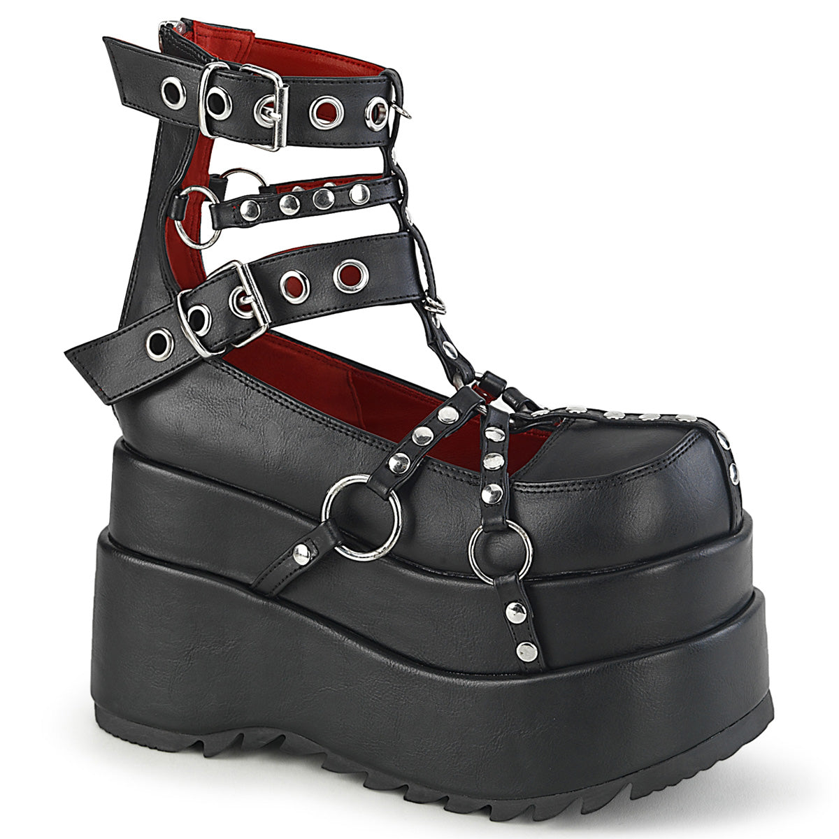 DemoniaCult Damenknöchelstiefel BEAR-28 BLK Vegan Leder