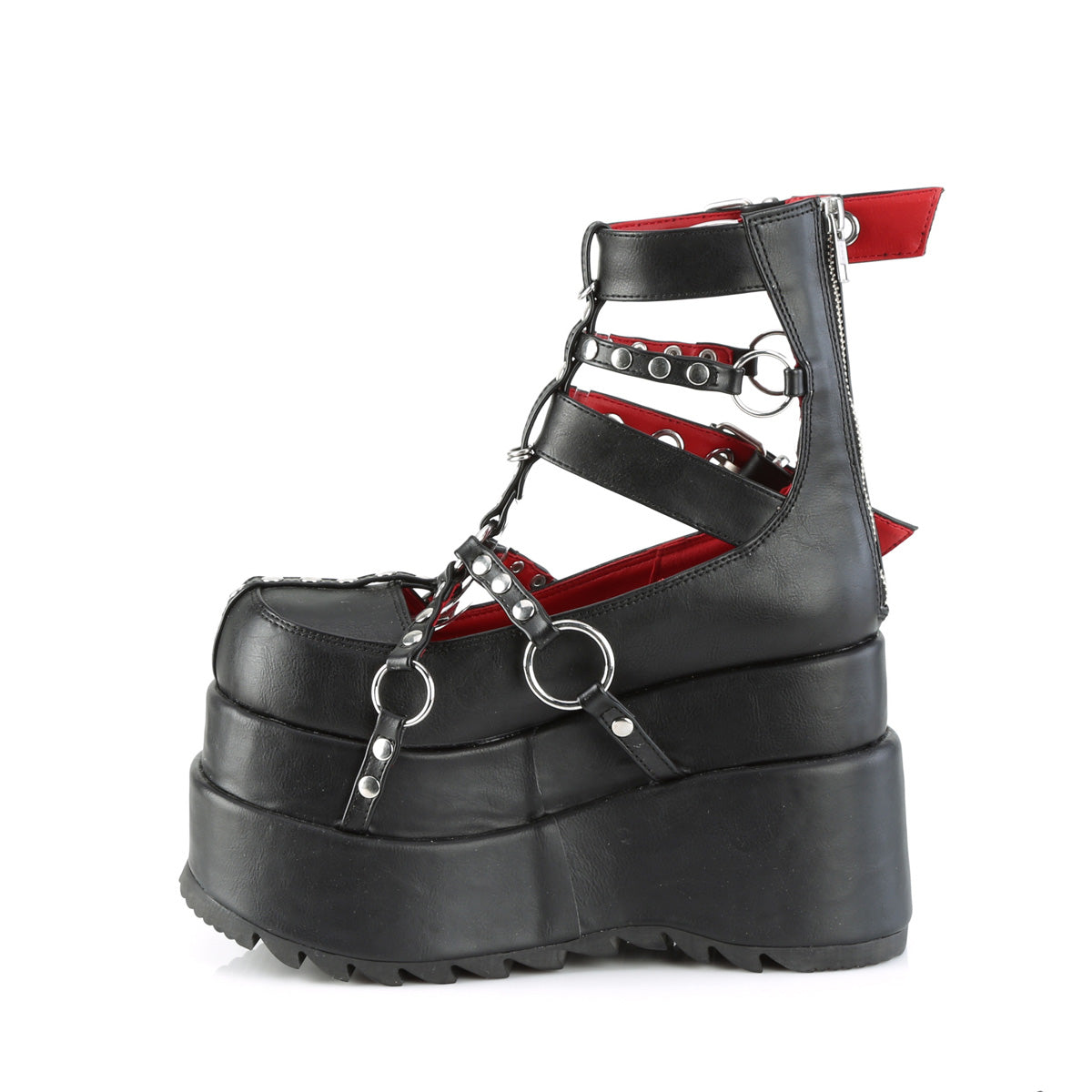 DemoniaCult Damenknöchelstiefel BEAR-28 BLK Vegan Leder