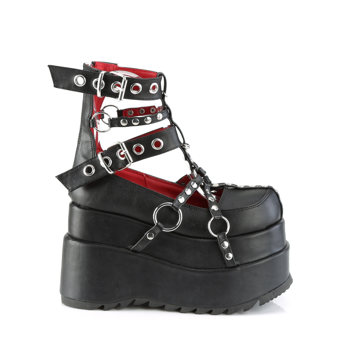 DemoniaCult Damenknöchelstiefel BEAR-28 BLK Vegan Leder