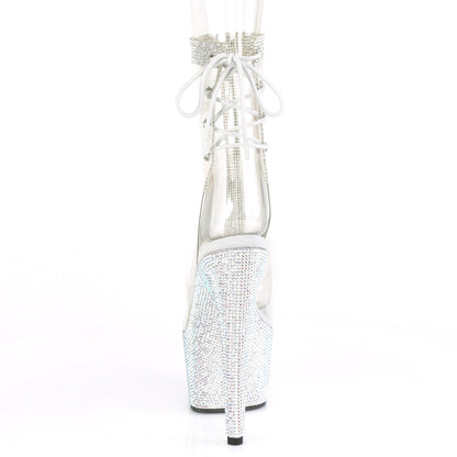 Pleaser Damen Knöchelstiefel BEJEWELED-1018C-2RS CLR / SLV RS