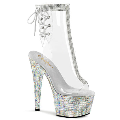 Pleaser Damen Knöchelstiefel BEJEWELED-1018C-2RS CLR / SLV RS
