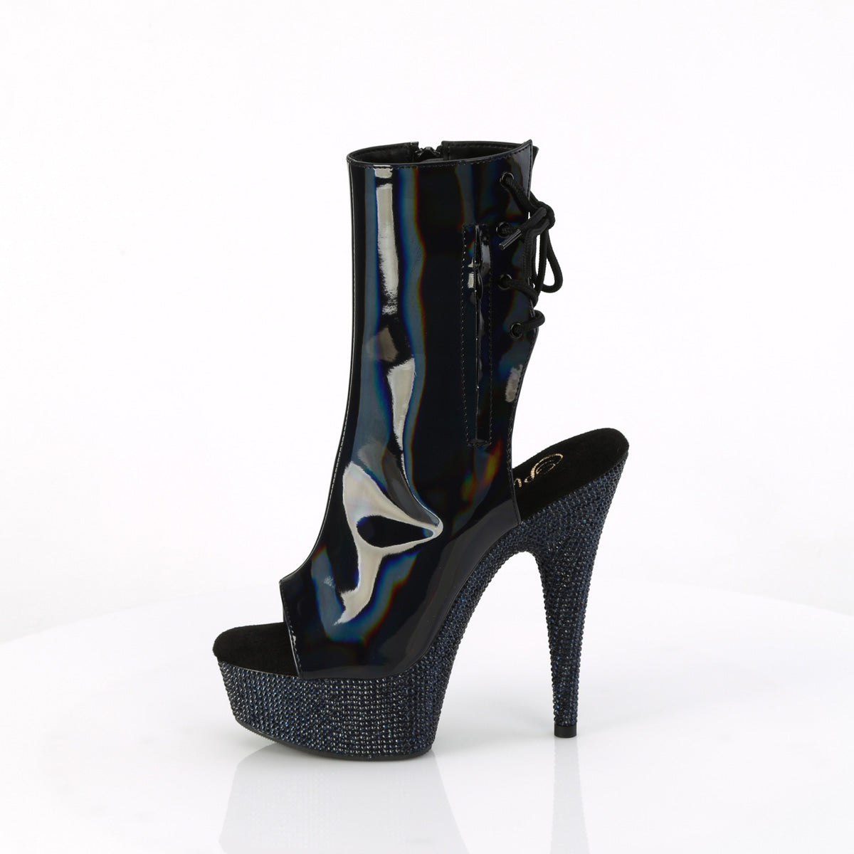 Pleaser  Ankle Boots BEJEWELED-1018DM-6 Blk Holo Pat/Midnight Blk RS