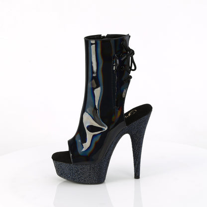 Pleaser  Ankle Boots BEJEWELED-1018DM-6 Blk Holo Pat/Midnight Blk RS