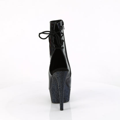 Pleaser  Ankle Boots BEJEWELED-1018DM-6 Blk Holo Pat/Midnight Blk RS