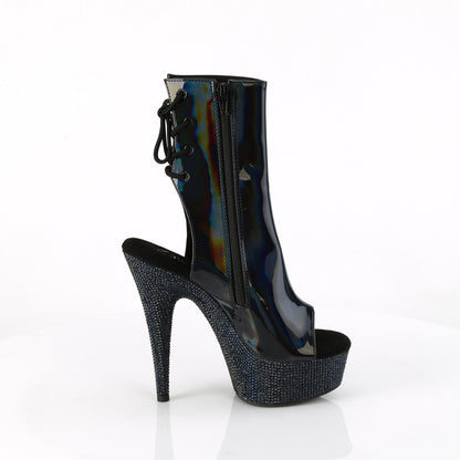 Pleaser  Ankle Boots BEJEWELED-1018DM-6 Blk Holo Pat/Midnight Blk RS