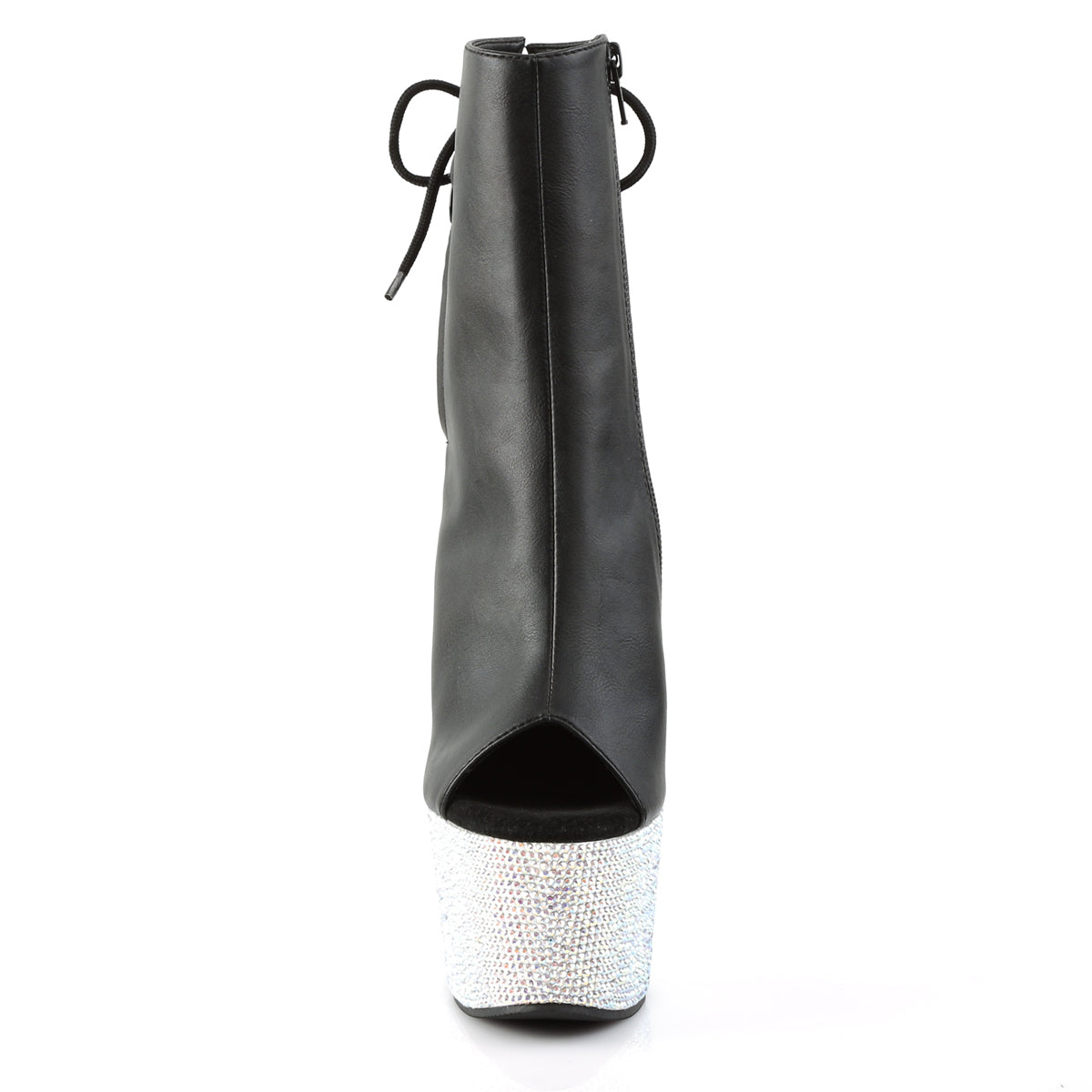 Pleaser Damen Knöchelstiefel BEJEWELED-1018DM-7 BLK Faux Leder / SLV Multi Rs