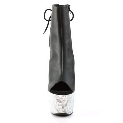 Pleaser Damen Knöchelstiefel BEJEWELED-1018DM-7 BLK Faux Leder / SLV Multi Rs