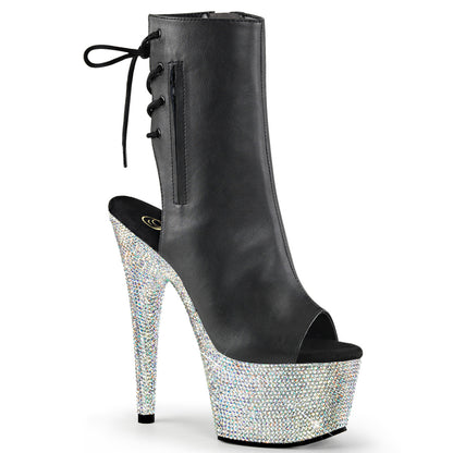 Pleaser Damen Knöchelstiefel BEJEWELED-1018DM-7 BLK Faux Leder / SLV Multi Rs
