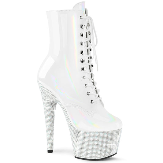 Pleaser  Stiefeletten BEJEWELED-1020-7 WHT Holo pat/wht rs