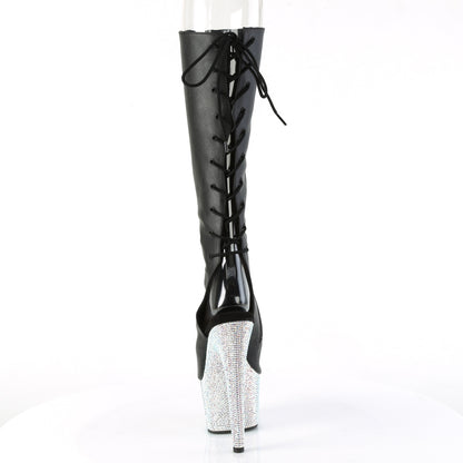 Pleaser  Boots BEJEWELED-2018-7 Blk Faux Leather/Slv AB RS