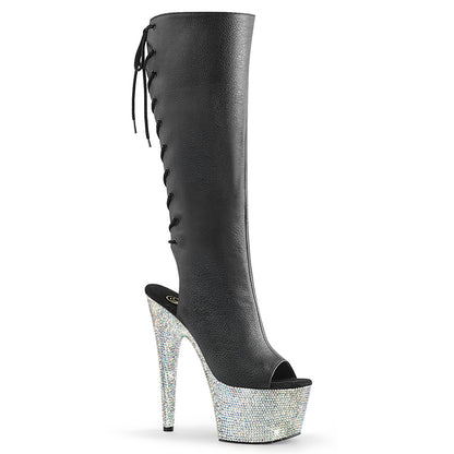 Pleaser  Boots BEJEWELED-2018-7 Blk Faux Leather/Slv AB RS