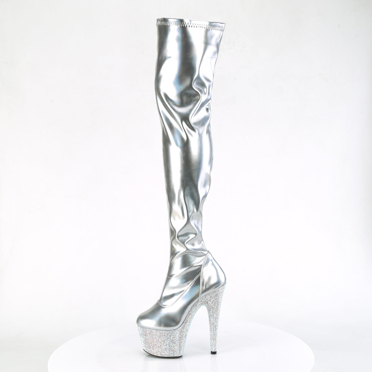 Pleaser  Stiefel BEJEWELED-3000-7 SLV STR HOLO PAT/SLV AB RS