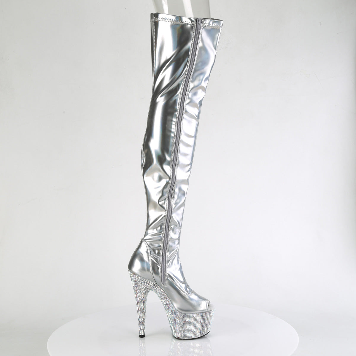 Pleaser  Stiefel BEJEWELED-3011-7 SLV STR HOLO PAT/SLV AB RS