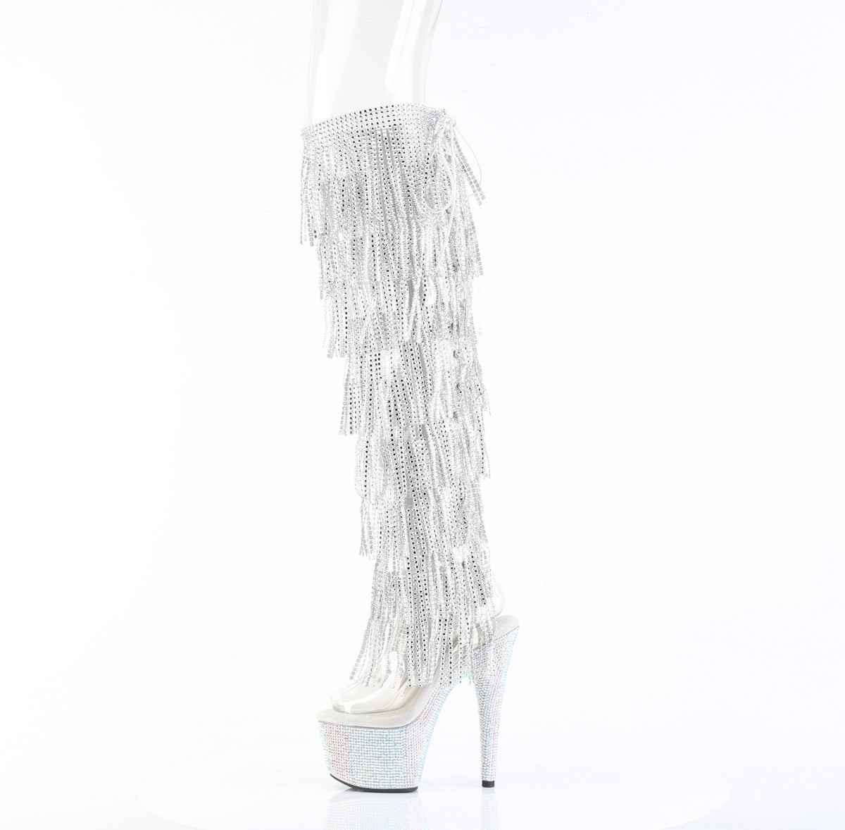 Pleaser Women's Platform Shoes BEJEWELED-3019C-RSF- Clr/Slv AB RS