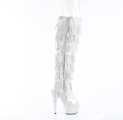 Pleaser Women's Platform Shoes BEJEWELED-3019C-RSF- Clr/Slv AB RS