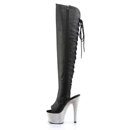 Pleaser Womens Boots. BEJEWELED-3019DM-7 BLK Faux Leder / SLV Multi Rs