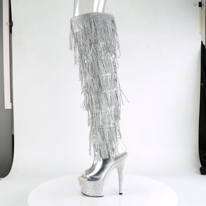 Pleaser Womens Boots. BEJEWELED-3019RSF-7 SLV Metallic PU-SLV / SLV Multi Rs