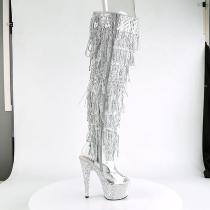 Pleaser Womens Boots. BEJEWELED-3019RSF-7 SLV Metallic PU-SLV / SLV Multi Rs