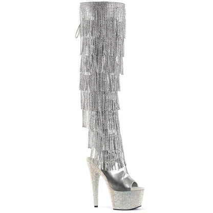 Pleaser Womens Boots. BEJEWELED-3019RSF-7 SLV Metallic PU-SLV / SLV Multi Rs