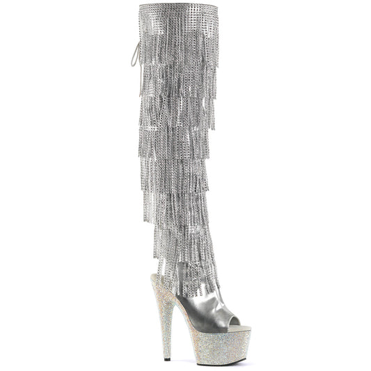 Pleaser Womens Boots. BEJEWELED-3019RSF-7 SLV Metallic PU-SLV / SLV Multi Rs