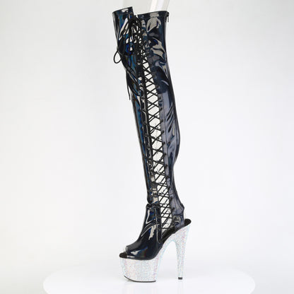 Pleaser Women's Platform Shoes BEJEWELED-3052HG-7 Blk Holo Pat/Slv Multi RS