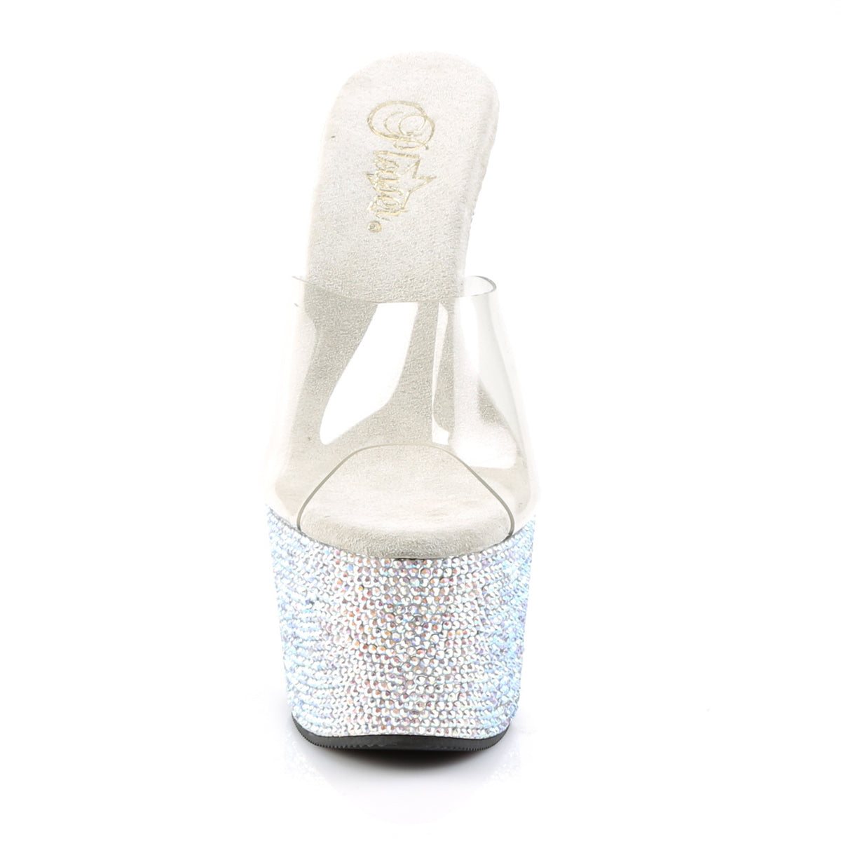 Pleaser Womens Sandals BEJEWELED-701DM Clr/Slv Multi RS