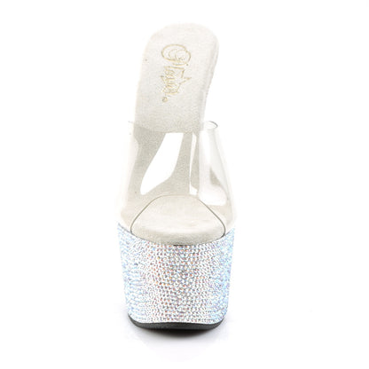 Pleaser Womens Sandals BEJEWELED-701DM Clr/Slv Multi RS