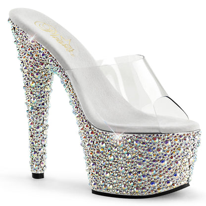 Pleaser Womens Sandals BEJEWELED-701MS Clr/Slv Multi RS