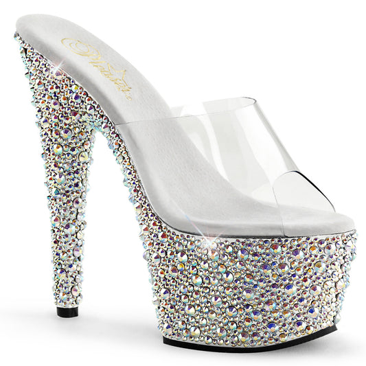 Pleaser Womens Sandals BEJEWELED-701MS Clr/Slv Multi RS