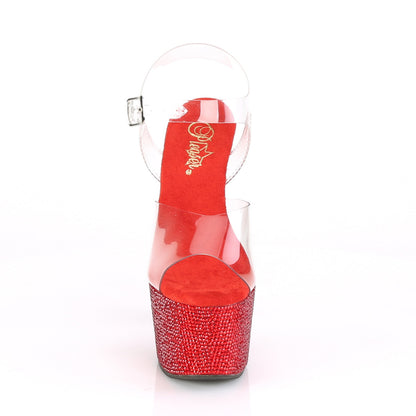 Pleaser Damen Sandalen BEJEWELED-708DM CLR / rot Rs