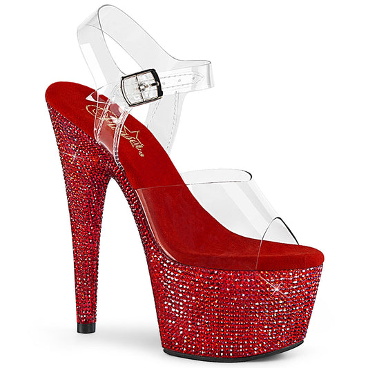 Pleaser Damen Sandalen BEJEWELED-708DM CLR / rot Rs