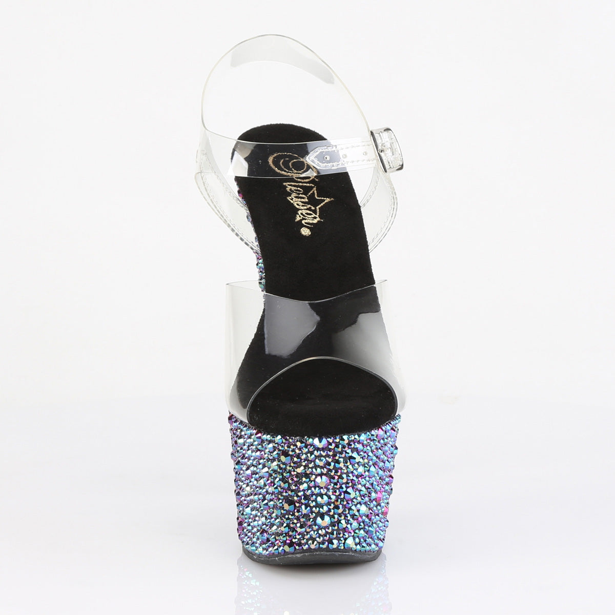 Pleaser Women's Platform Shoes BEJEWELED-708MS Clr/Blk Multi RS