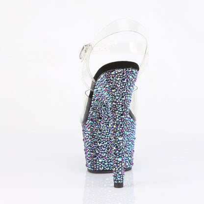 Pleaser Women's Platform Shoes BEJEWELED-708MS Clr/Blk Multi RS