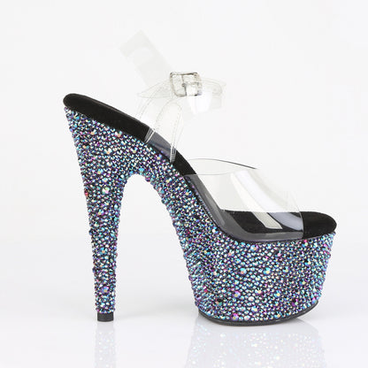 Pleaser Women's Platform Shoes BEJEWELED-708MS Clr/Blk Multi RS