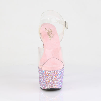 Pleaser Women's Platform Shoes BEJEWELED-708MS Clr/B. Pink Multi RS