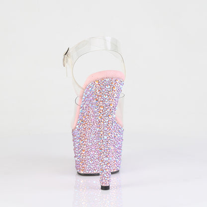 Pleaser Women's Platform Shoes BEJEWELED-708MS Clr/B. Pink Multi RS