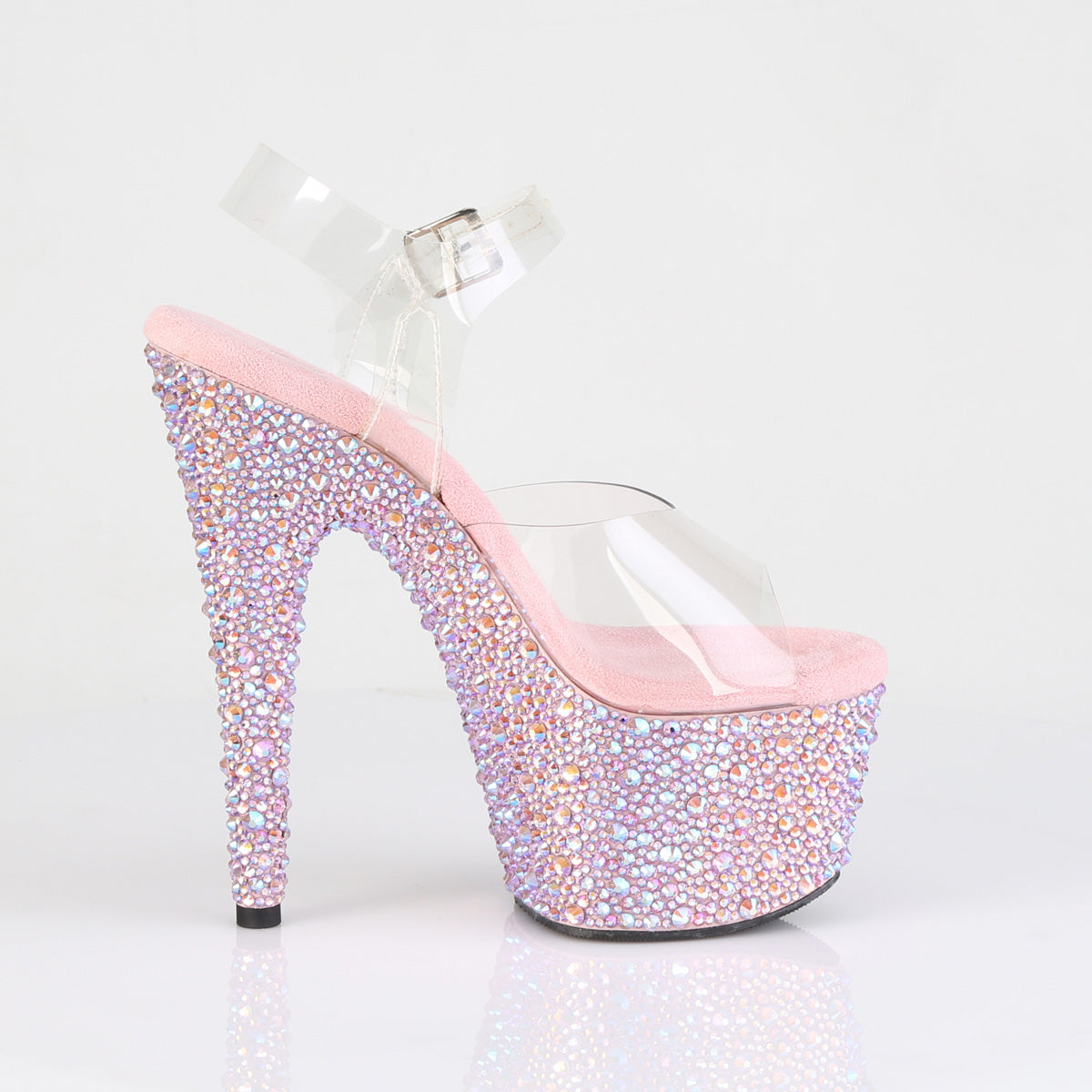 Pleaser Women's Platform Shoes BEJEWELED-708MS Clr/B. Pink Multi RS
