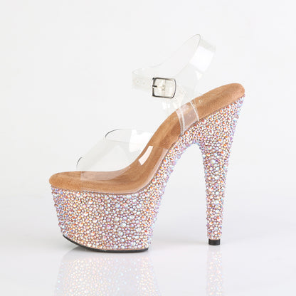 Pleaser Women's Platform Shoes BEJEWELED-708MS Clr/Rose Gold Multi RS