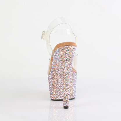 Pleaser Women's Platform Shoes BEJEWELED-708MS Clr/Rose Gold Multi RS