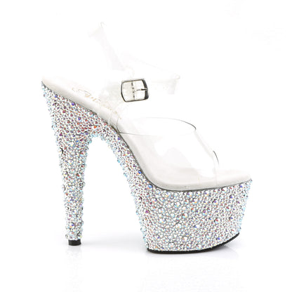 Pleaser Womens Sandals BEJEWELED-708MS Clr/Slv Multi RS
