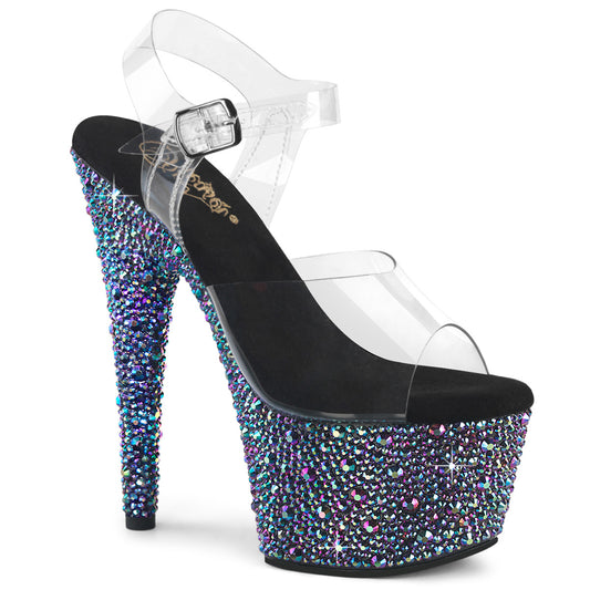Pleaser Women's Platform Shoes BEJEWELED-708MS Clr/Blk Multi RS