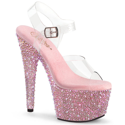 Pleaser Women's Platform Shoes BEJEWELED-708MS Clr/B. Pink Multi RS