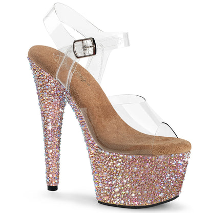 Pleaser Women's Platform Shoes BEJEWELED-708MS Clr/Rose Gold Multi RS